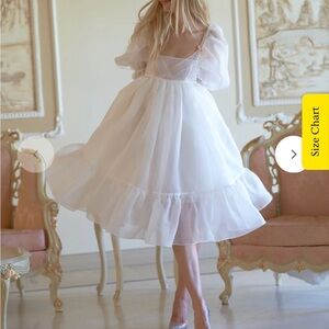 Medium Selkie ivory French puff midi dress NWT